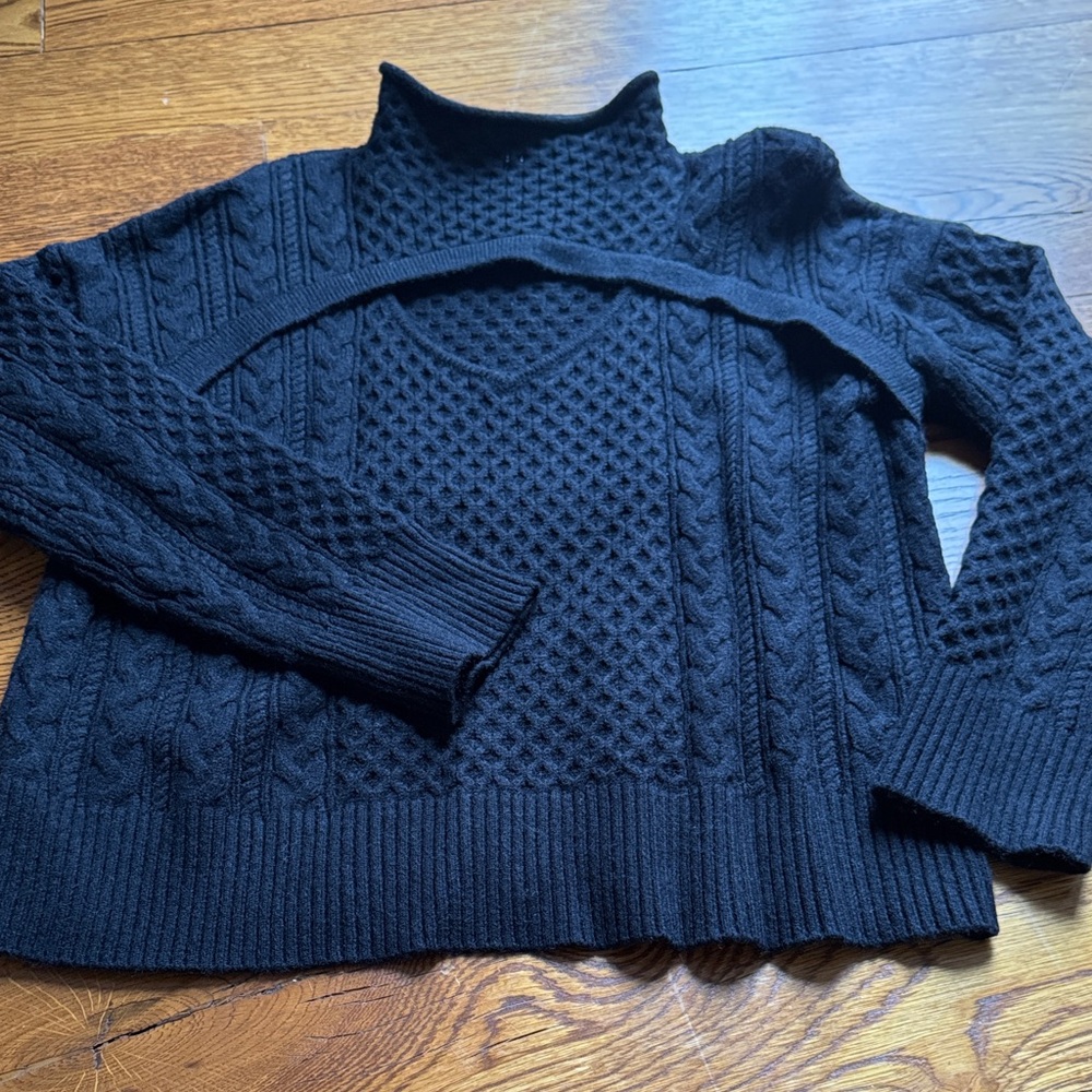 LNA Black Textured Knit Sweater